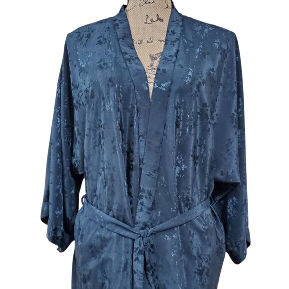 Delicates Vintage ‘90s Women’s Short Black Robe, 100% Polyester, One Size - Picture 3 of 14